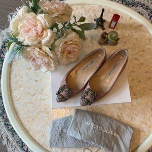 Manolo Blahnik Jewel Buckle Flat Shoes